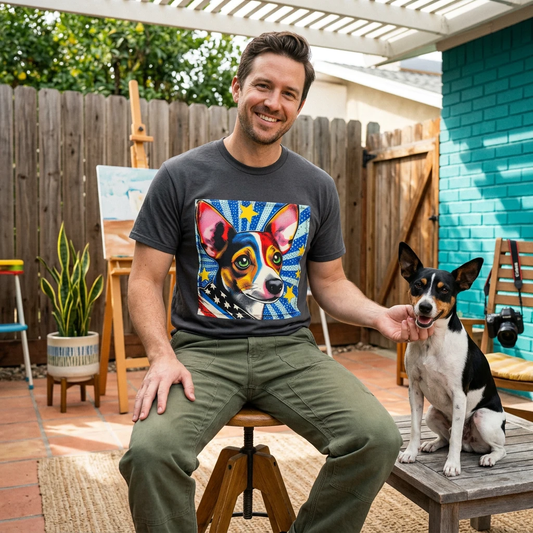 Rat Terrier T-Shirt Stars and Stripes T-Shirt Printify