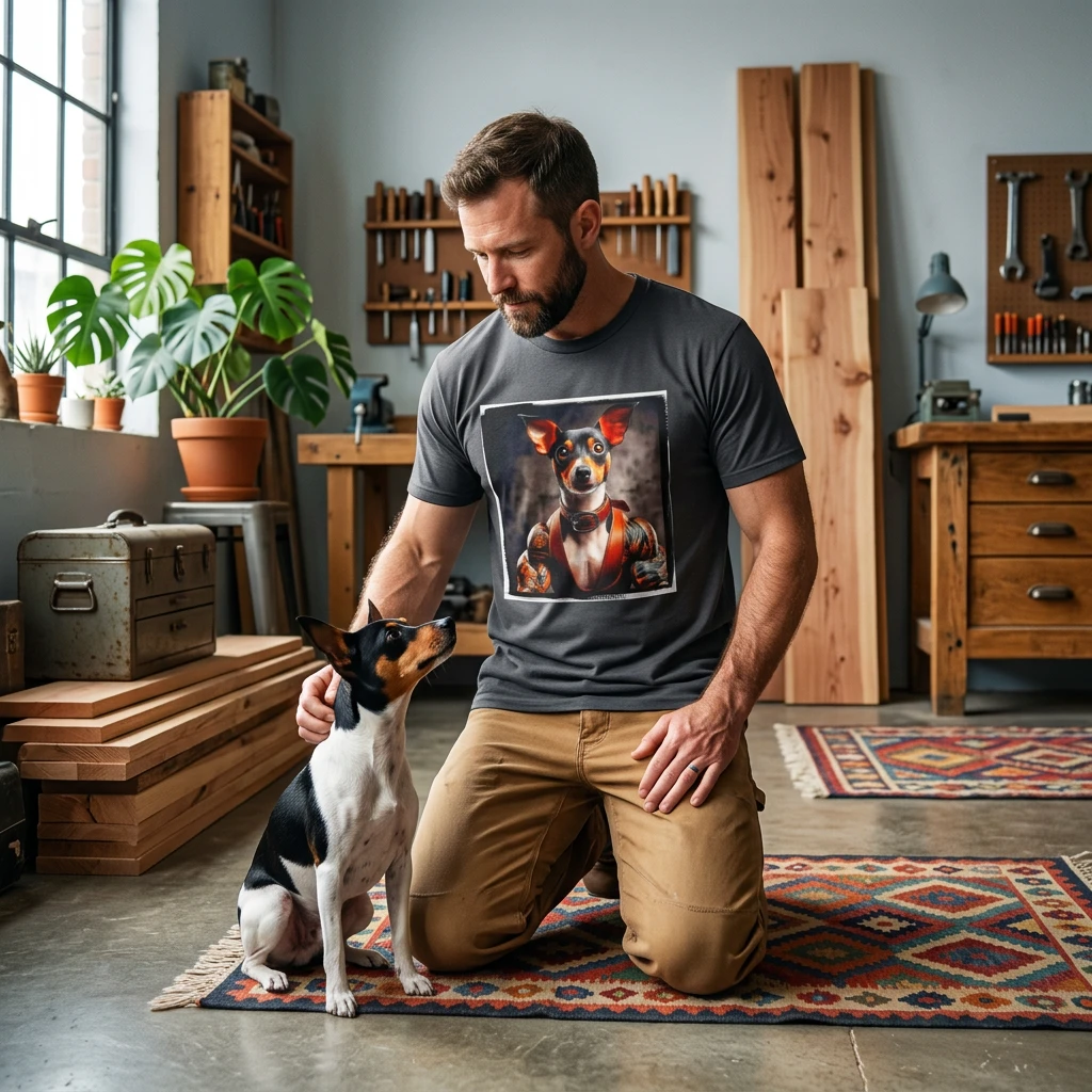 Rat Terrier T-Shirt muscles T-Shirt Printify