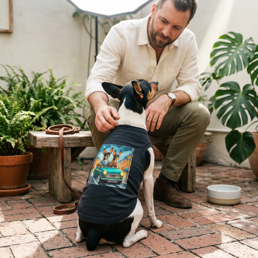 Wacky Pet Tank Top Rat Terrier friends driving Pets Printify