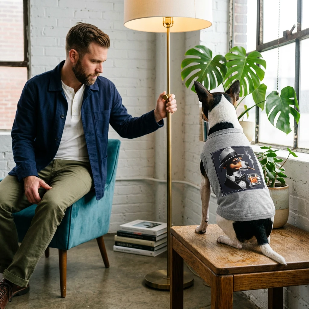 Pet Tank Top Rat Terrier smoking cigars Pets Printify