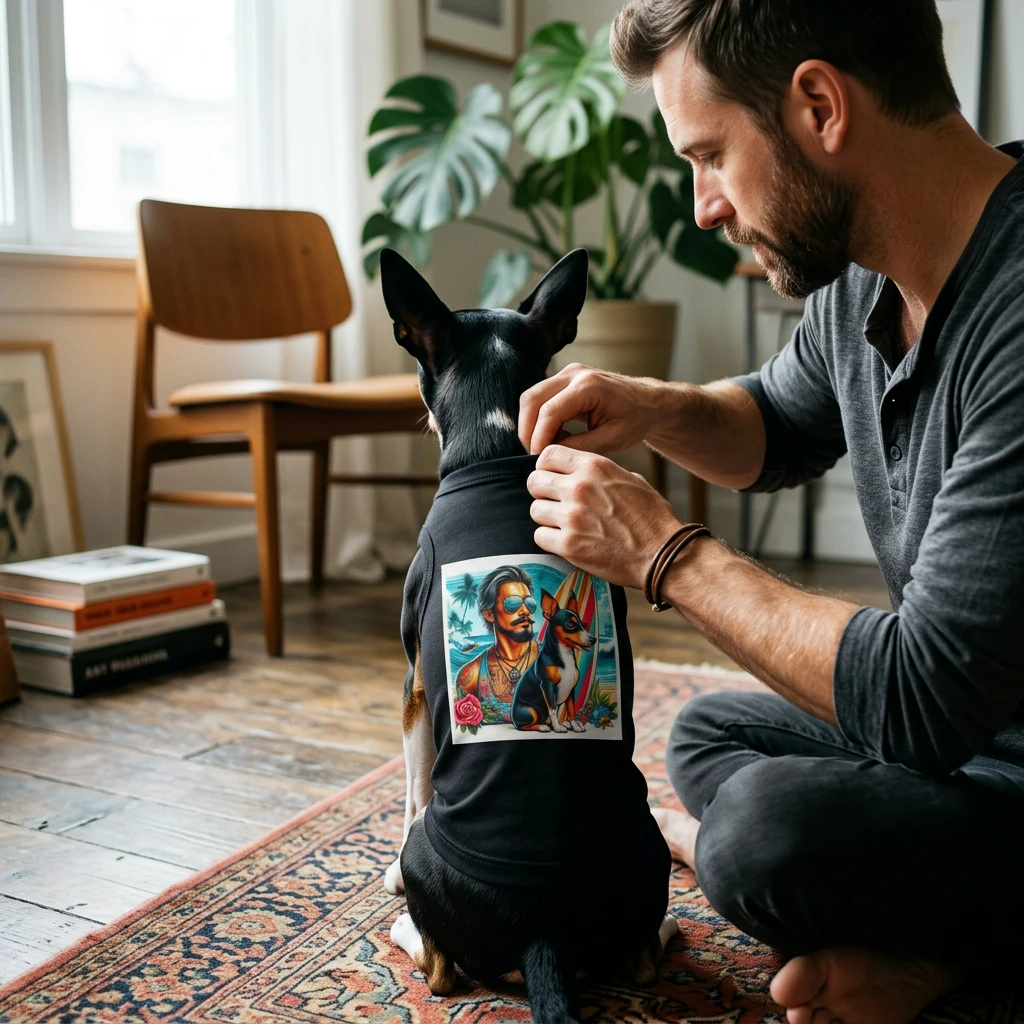 Pet Tank Top Rat Terrier guy and puppy Pets Printify