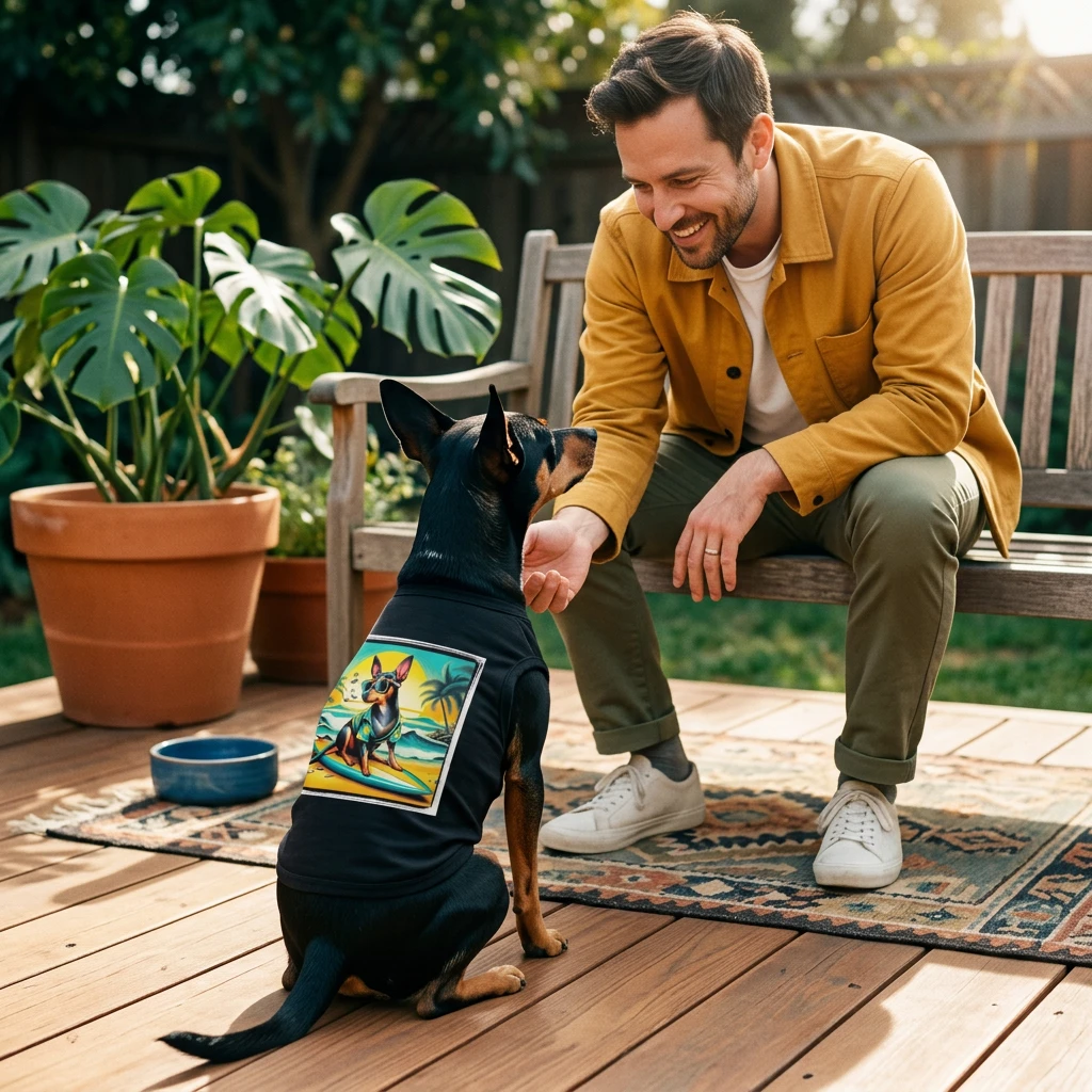 Pet Tank Top Rat Terrier surfer Pets Printify