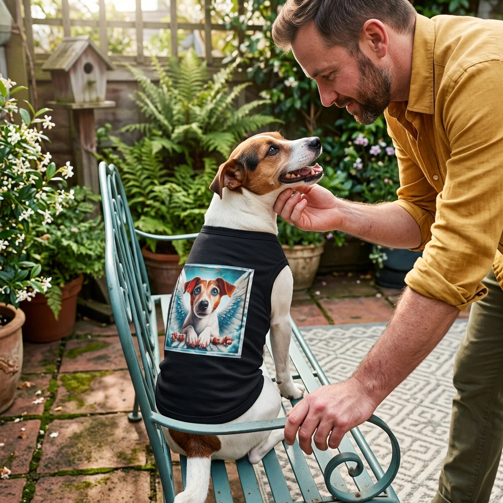 Pet Tank Top Rat Terrier clouds and wings Pets Printify