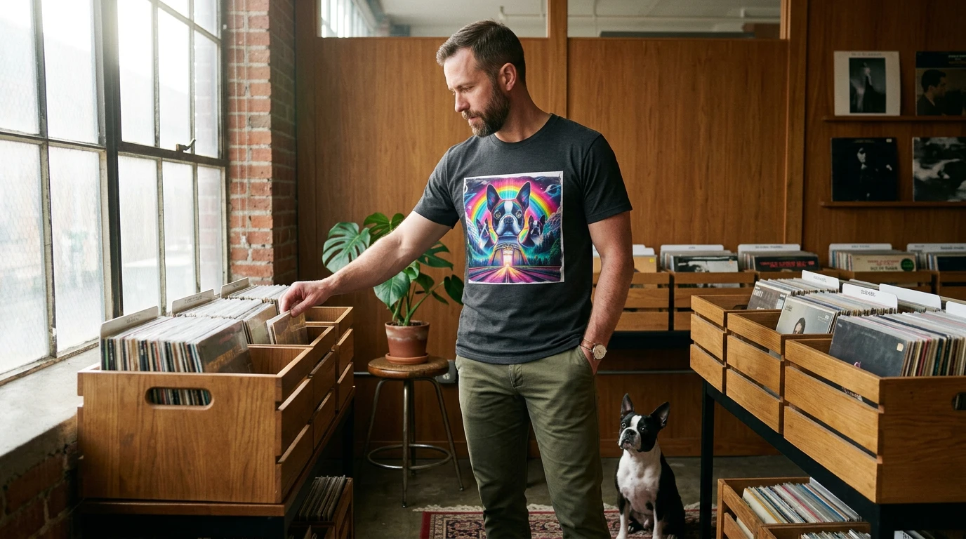 Boston Terriers Rainbow Bridge T Shirt For Dog Lovers Overlooking Rainbow Bridge Graphic Tee T-Shirt Printify
