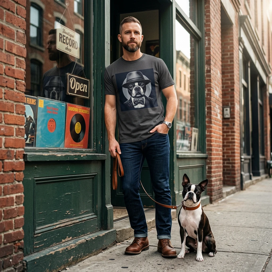 Boston Terrier T Shirt Dog In Suit And Hat Design For Pet Lovers Outdoor Fashion Enthusiasts Gift T-Shirt Printify