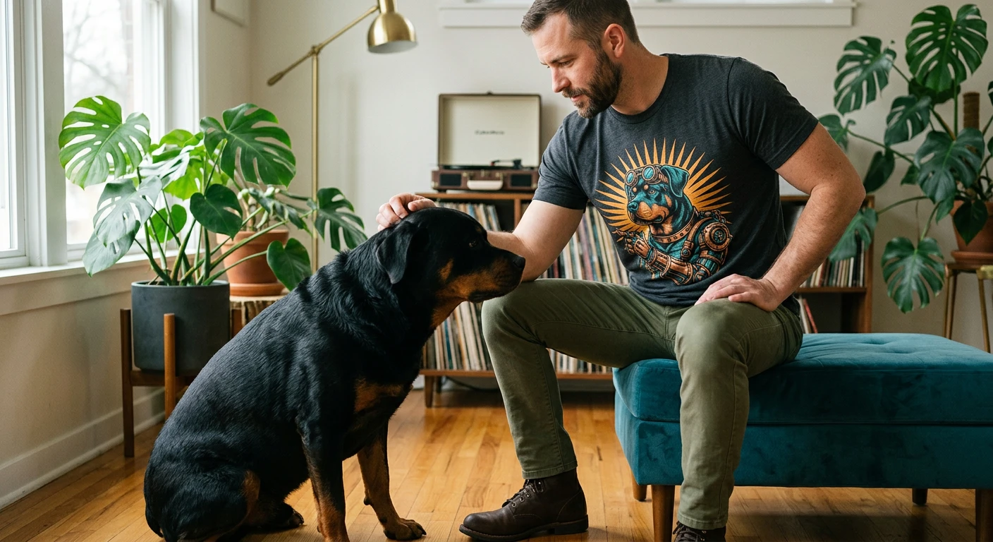 Rottweiler striped steam punk T-Shirt Printify