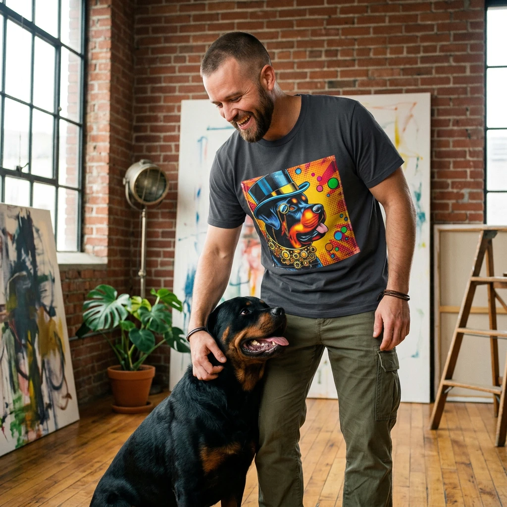 Rottweiler colorful steam punk T-Shirt Printify