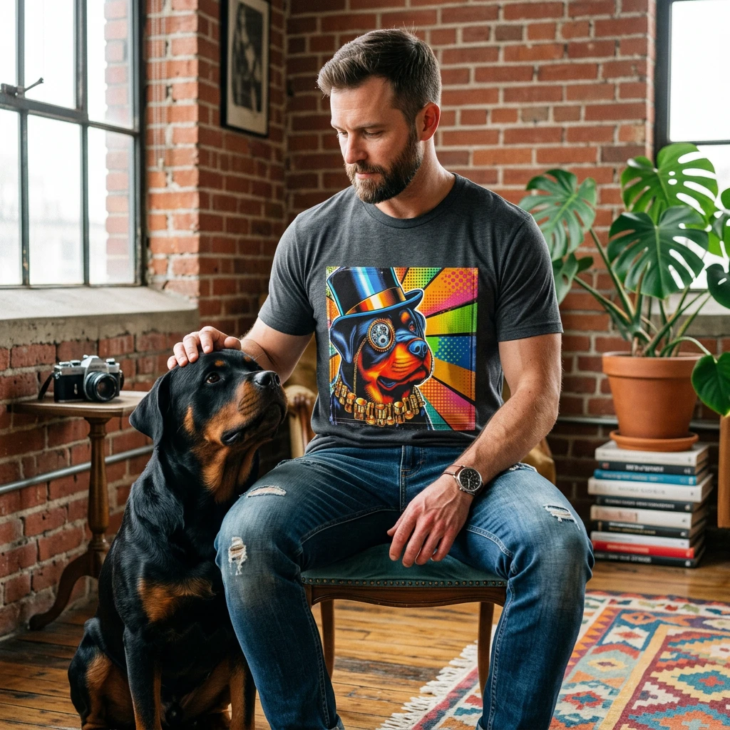 Rottweiler colorful steampunk T-Shirt Printify