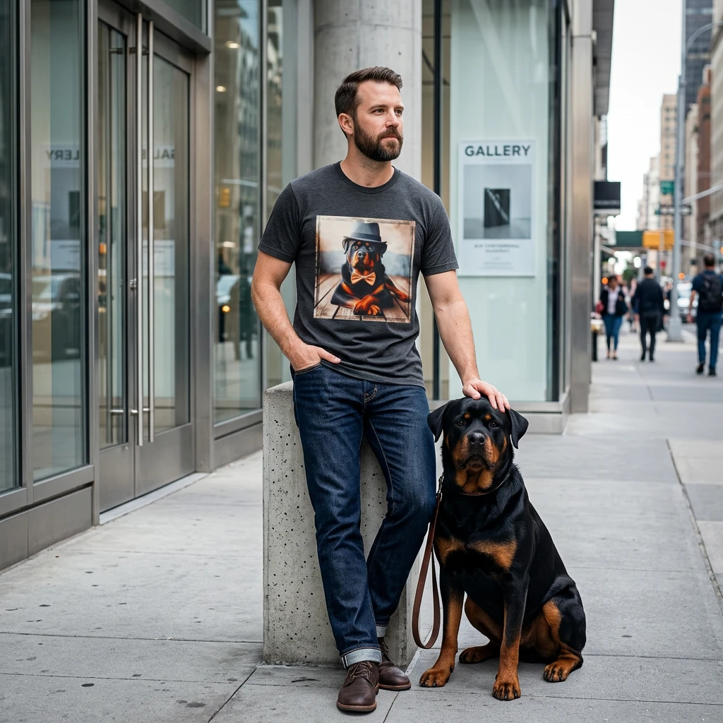 Rottweiler bow tie shirt T-Shirt Printify