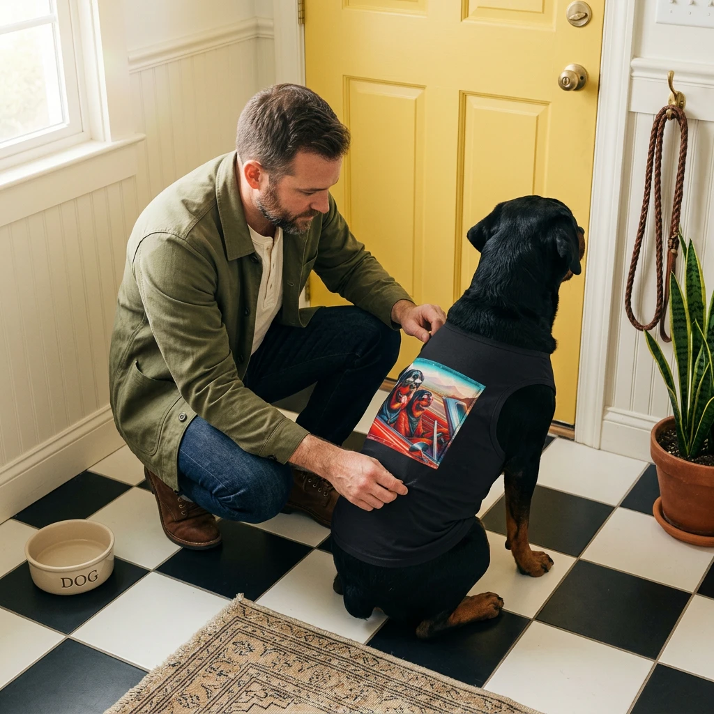 Pet Tank Top Rottie friends driving Pets Printify