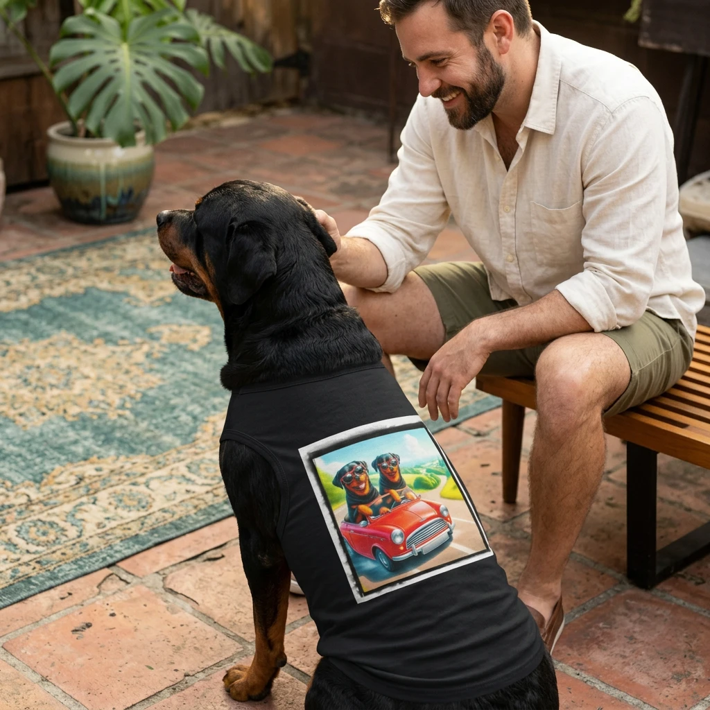 Wacky Pet Tank Top Rottie Frirnds driving Pets Printify