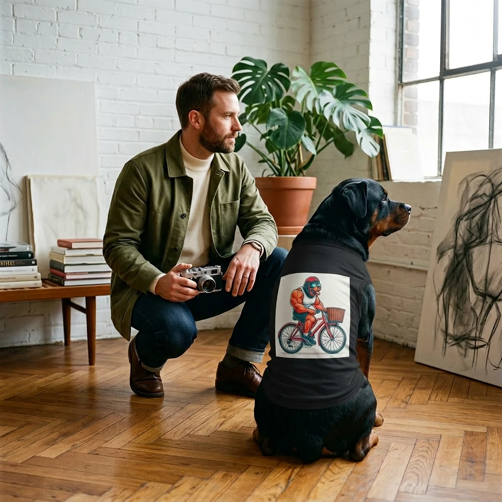 Pet Tank Top Rottie bicycle Pets Printify