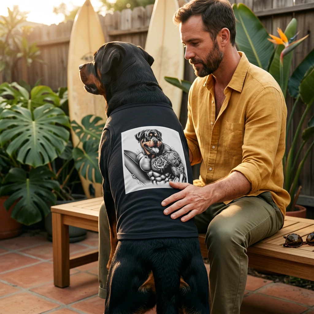 Pet Tank Top Rottie sexy surfer Pets Printify