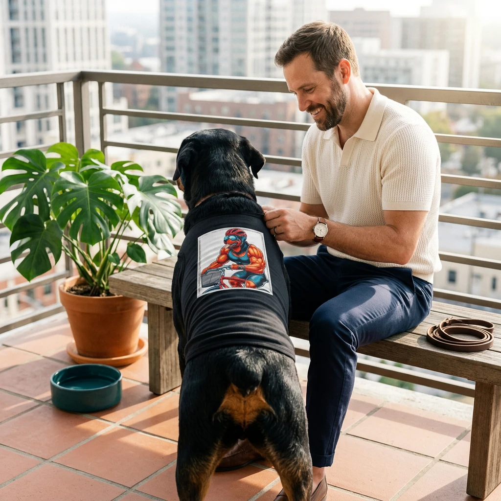 Pet Tank Top Rottie muscle msn riding Pets Printify