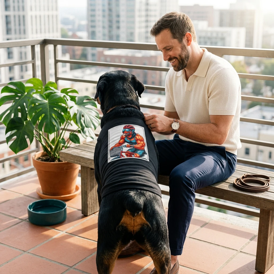 Pet Tank Top Rottie muscle msn riding Pets Printify