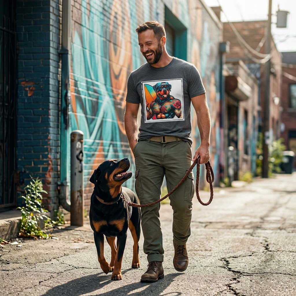 Rottweiler beach hotter shirt T-Shirt Printify