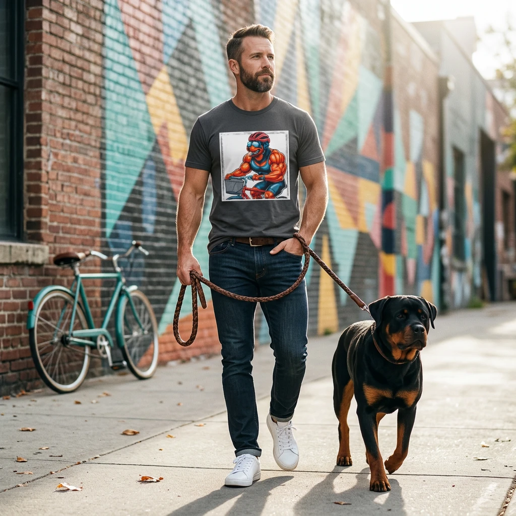 Rottweiler sexy biker shirt T-Shirt Printify