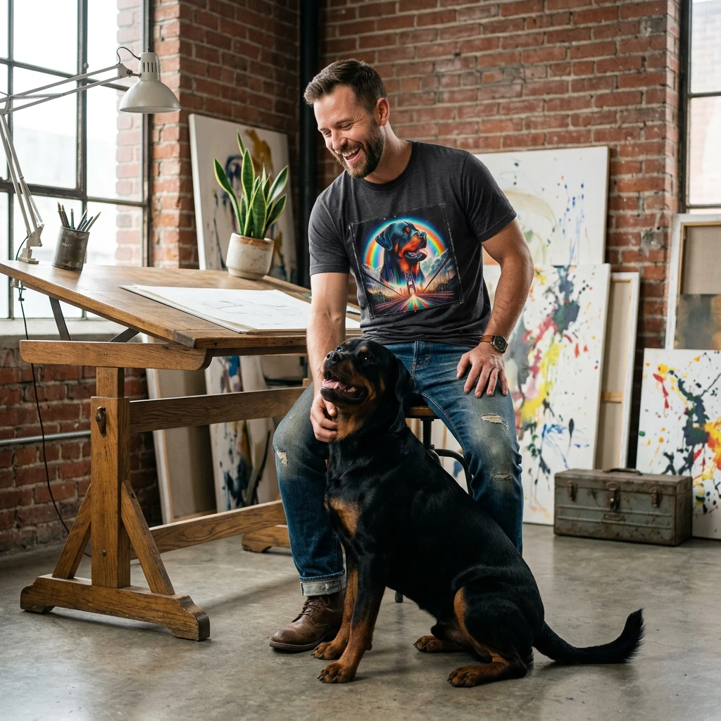 Rottweiler colorful rainbow T-Shirt Printify