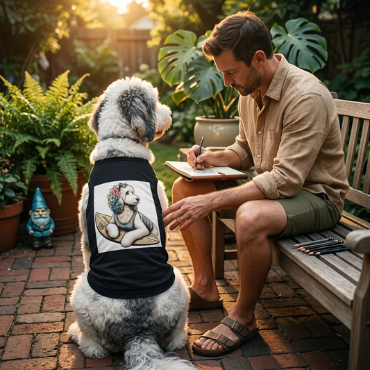 Pet Tank Top Sheepadoodle pretty surfer 🏄‍♂️ Pets Printify