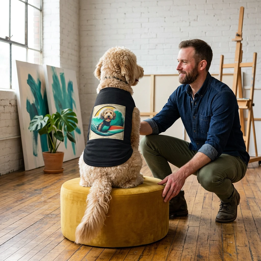 Pet Tank Top Sheepadoodle ocean surfer Pets Printify