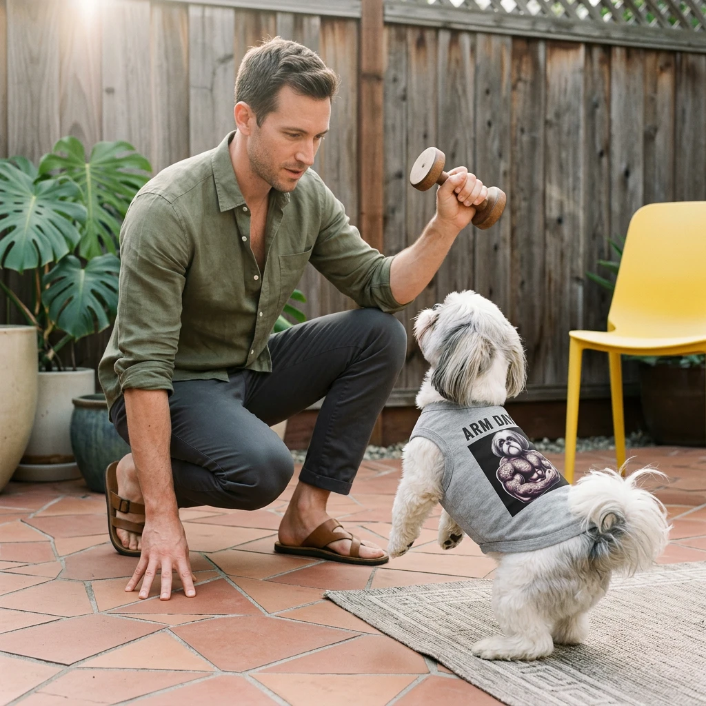 Pet Tank Top Shih Tzu arm day Pets Printify