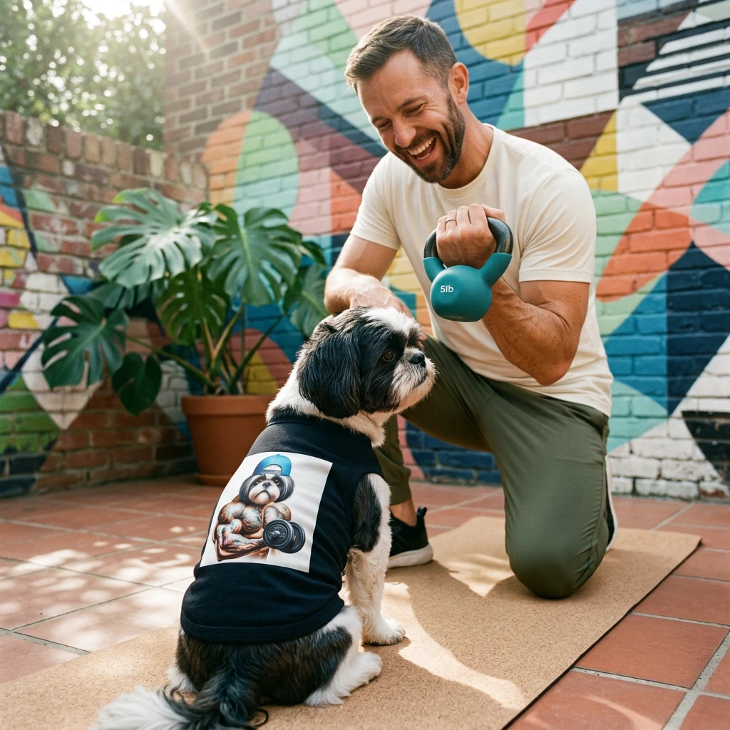 Pet Tank Top Shih Tzu arm day Pets Printify