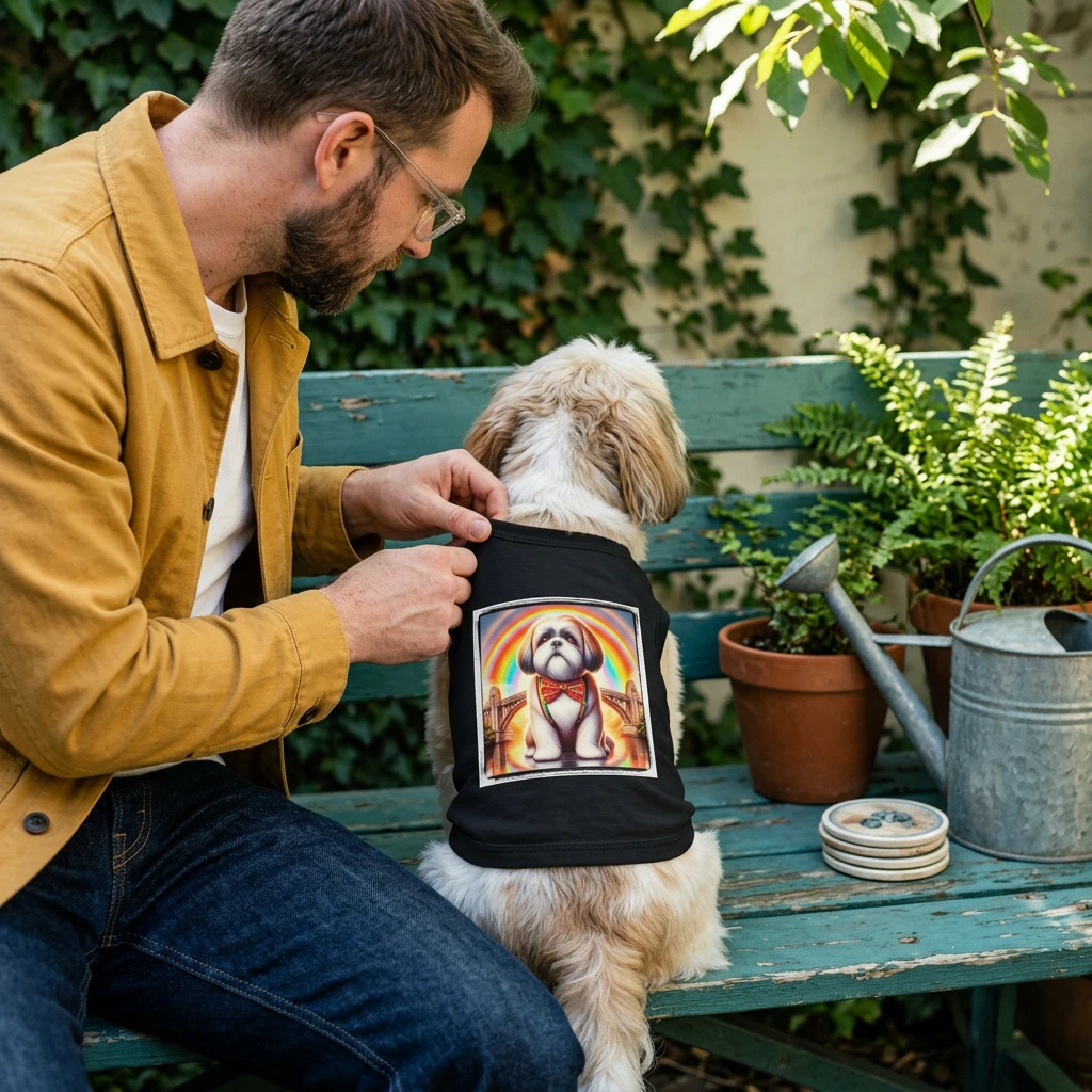 Pet Tank Top Shih Tzu colorful rainbow Pets Printify