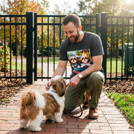 Wacky Shih Tzu couple driving shirt T-Shirt Printify