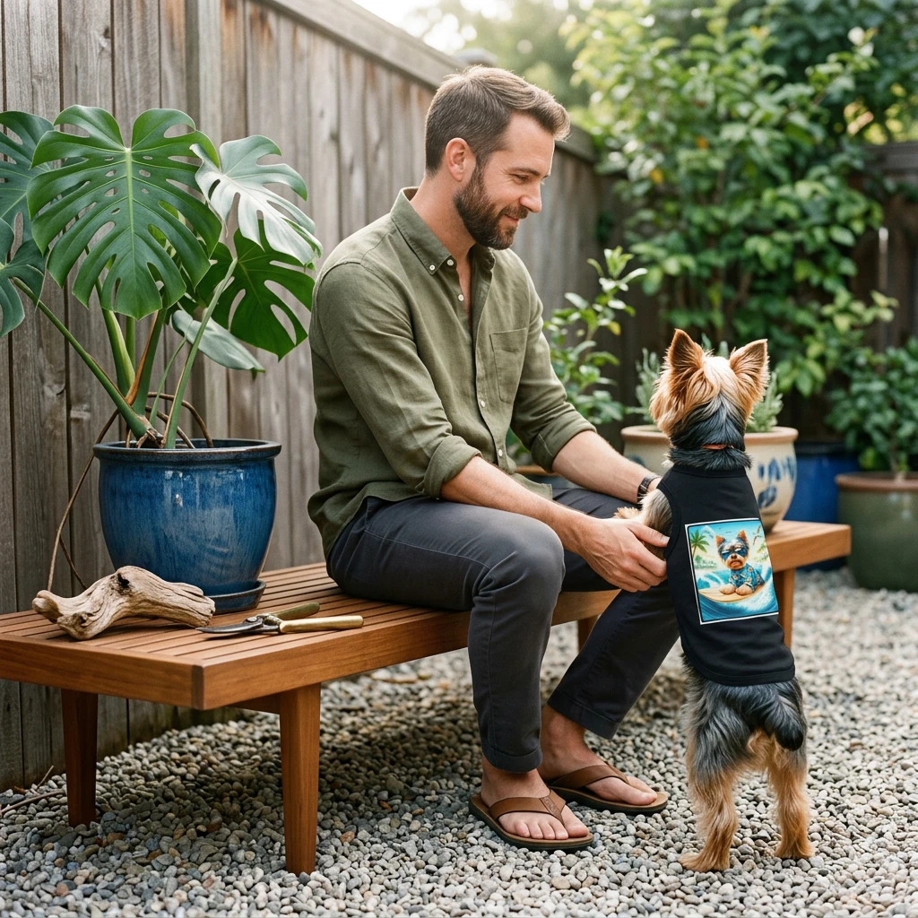 Pet Tank Top Yorkie surfer Pets Printify