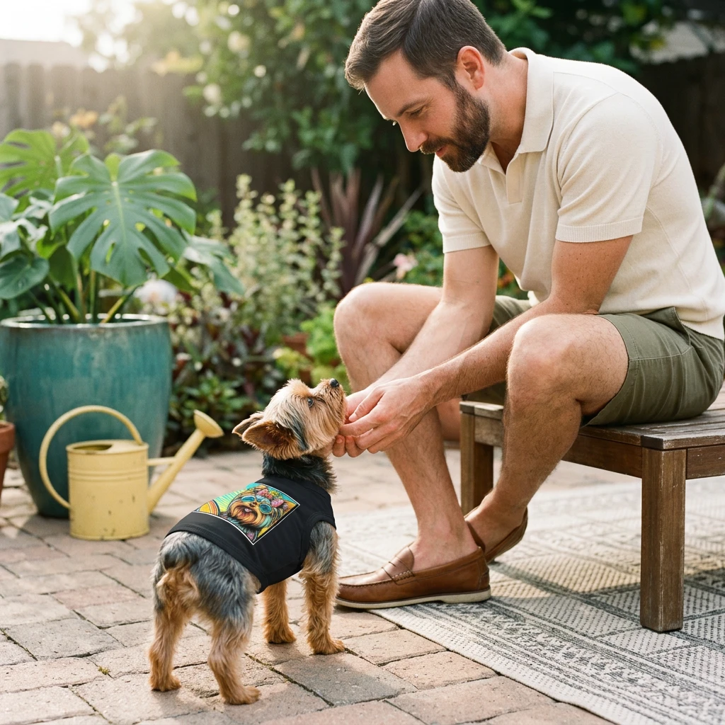 Pet Tank Top Yorkie pretty surfer Pets Printify