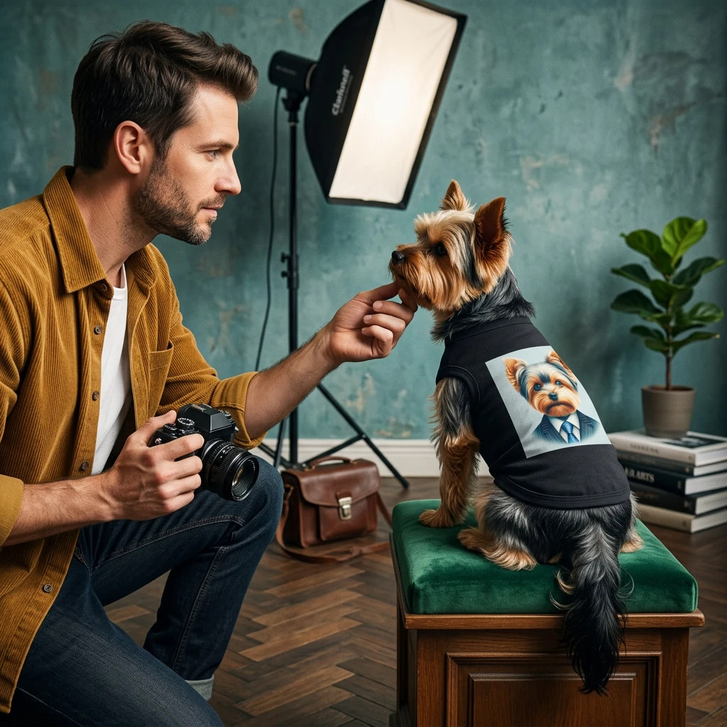 Pet Tank Top Yorkie working man Pets Printify