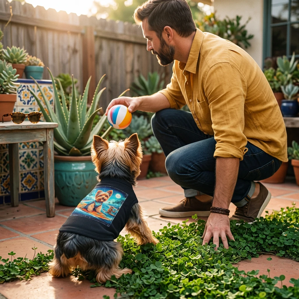Pet Tank Top Yorkie Bsby surfer Pets Printify