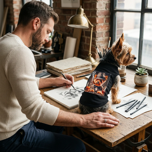 Pet Tank Top Yorkie tiny man smoking Pets Printify