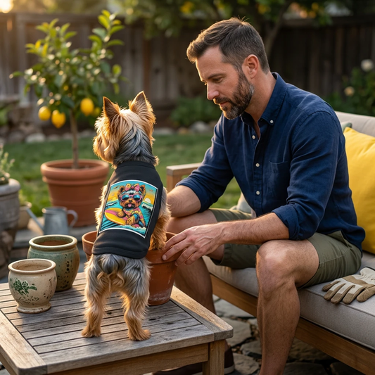 Pet Tank Top Yorkie tiny surfer shirt Pets Printify