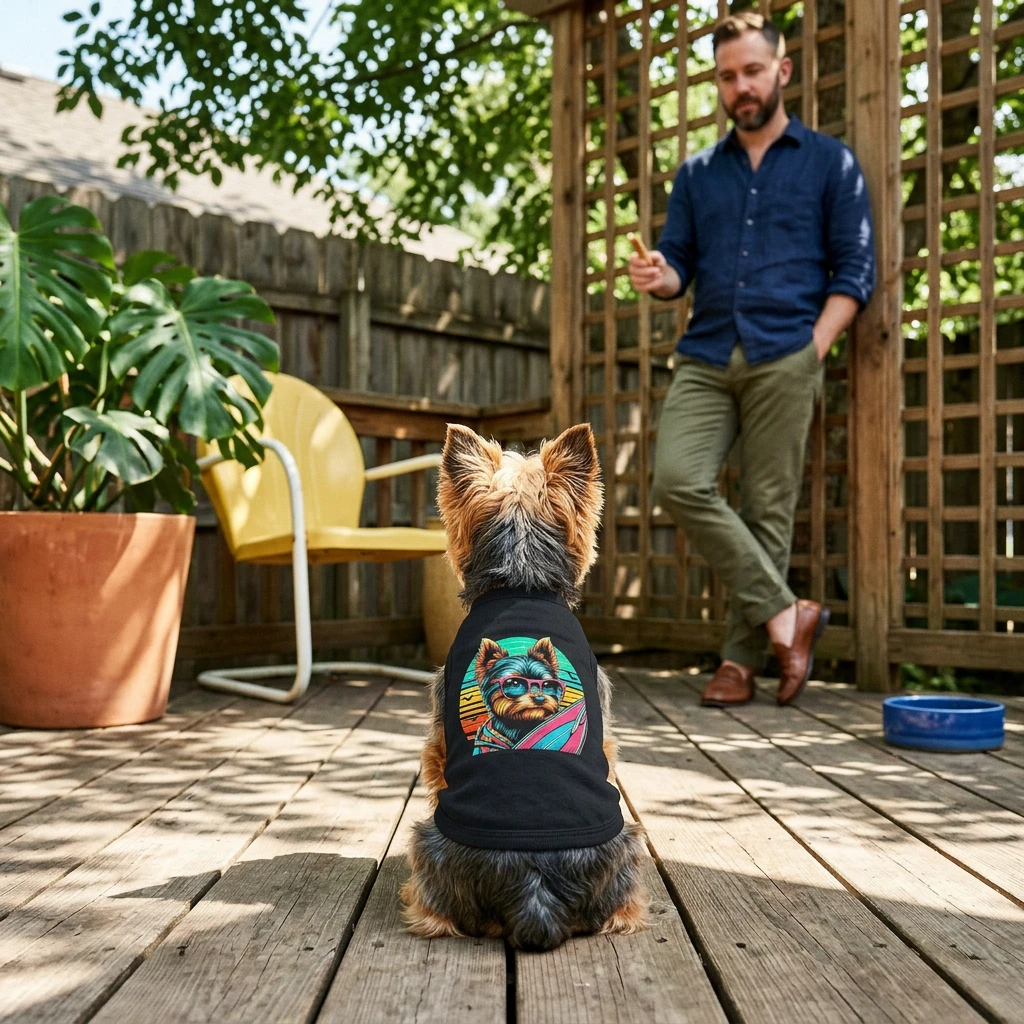 Pet Tank Top Yorkie Sunny surfer Pets Printify