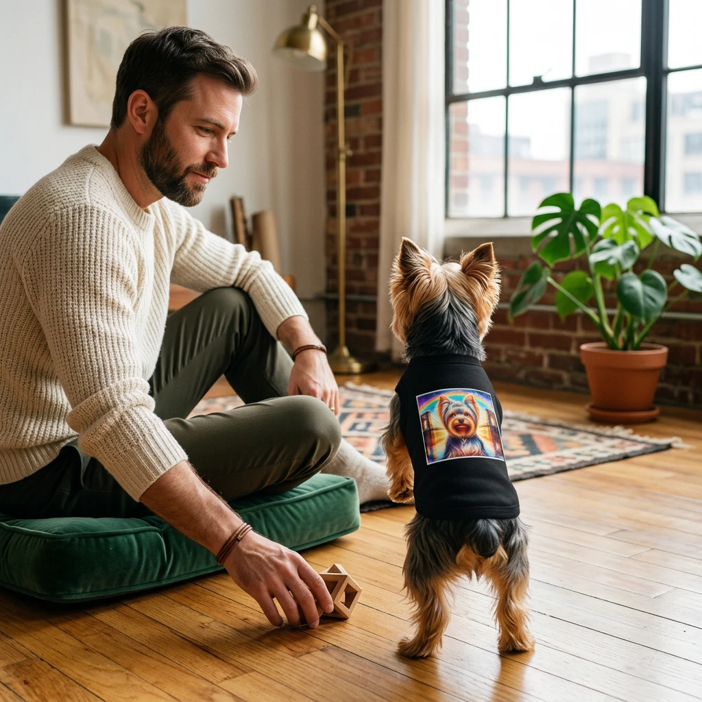 Pet Tank Top Yorkie colorful rainbow Pets Printify