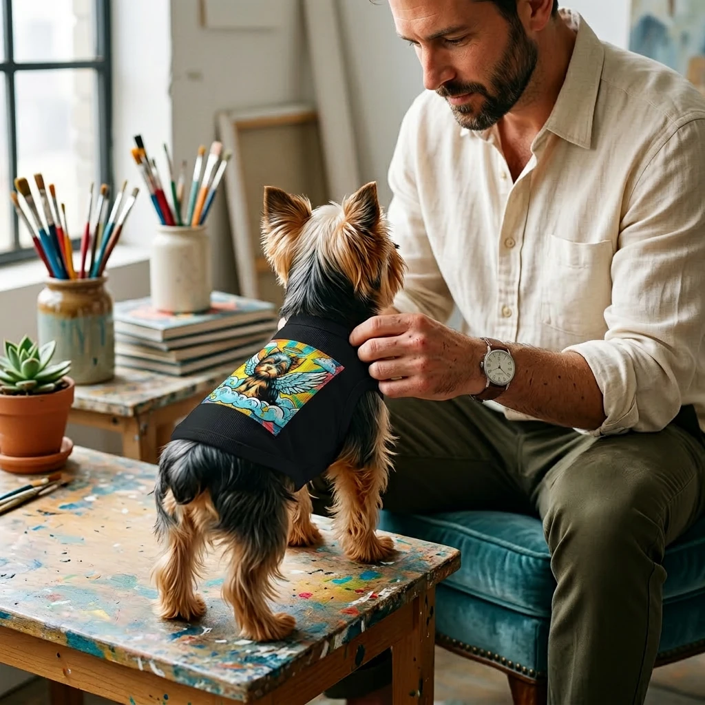 Pet Tank Top Yorkie pop art sngel Pets Printify
