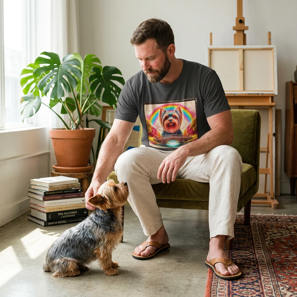 Yorkie rainbow shirt T-Shirt Printify