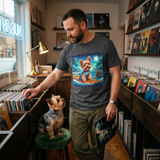 Yorkie night surfer shirt T-Shirt Printify