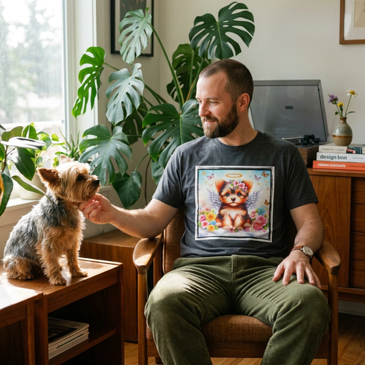 Yorkie pretty flowers shirt T-Shirt Printify