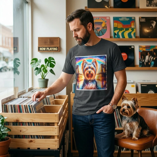 Yorkie rainbow bridge shirt T-Shirt Printify