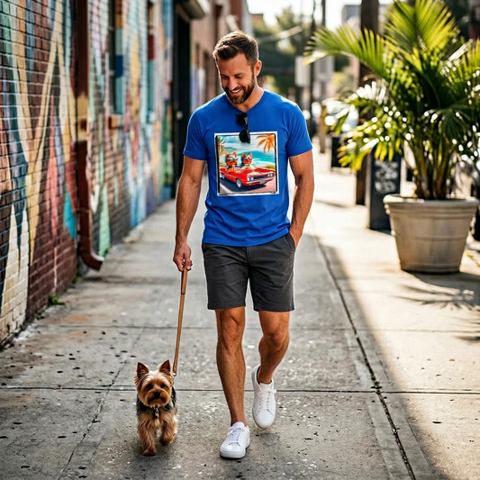 Yorkie beach cruising shirt T-Shirt Printify
