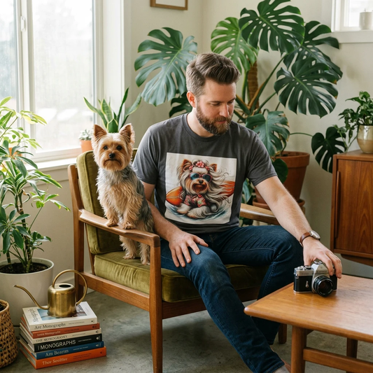 Yorkie hair flowing surfer shirt T-Shirt Printify