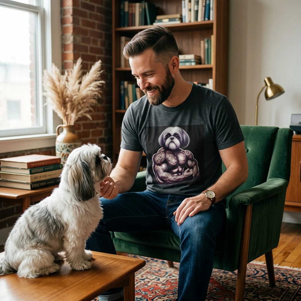 Shih Tzu muscles shirt T-Shirt Printify