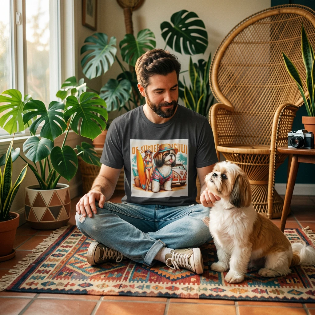 Shih Tzu surfer babe shirt T-Shirt Printify