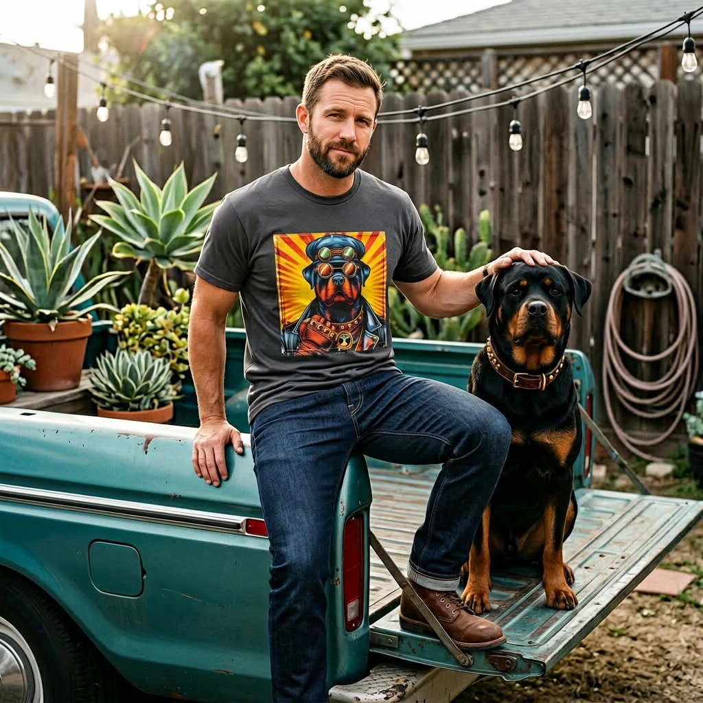 Rottweiler cool steam punk shirt T-Shirt Printify
