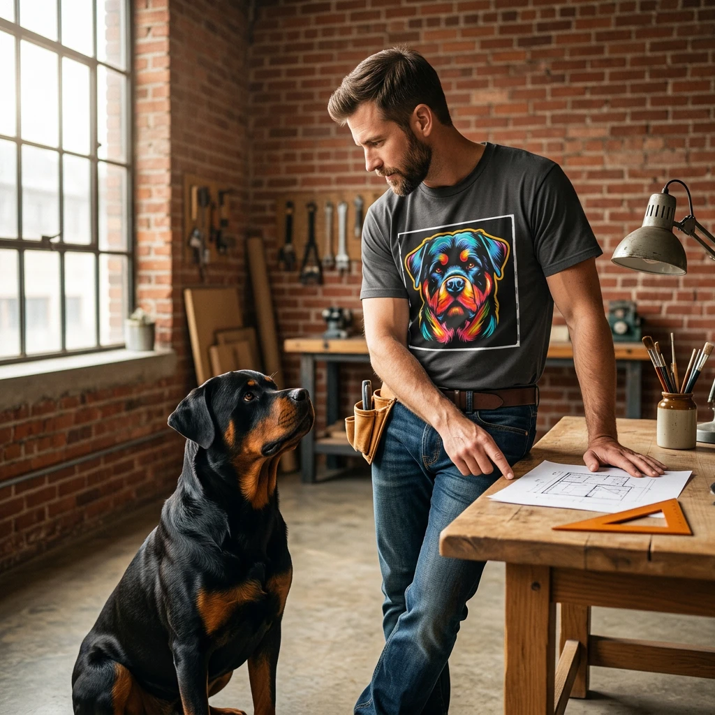 Rottweiler colorful puppy shirt T-Shirt Printify