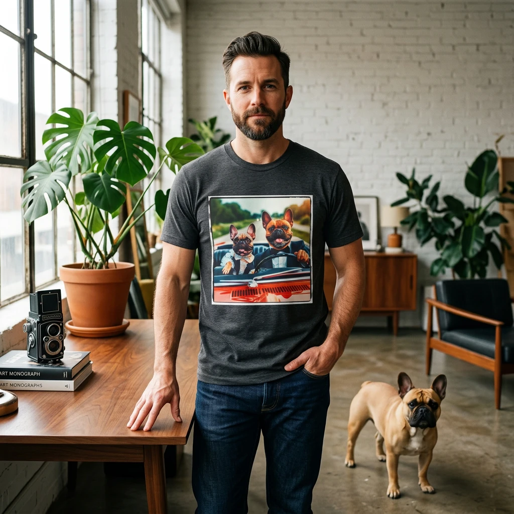 French Bulldog Lovers Gift Tee With Cute Frenchie Illustration For Dog Fans Unisex Shirt T-Shirt Printify