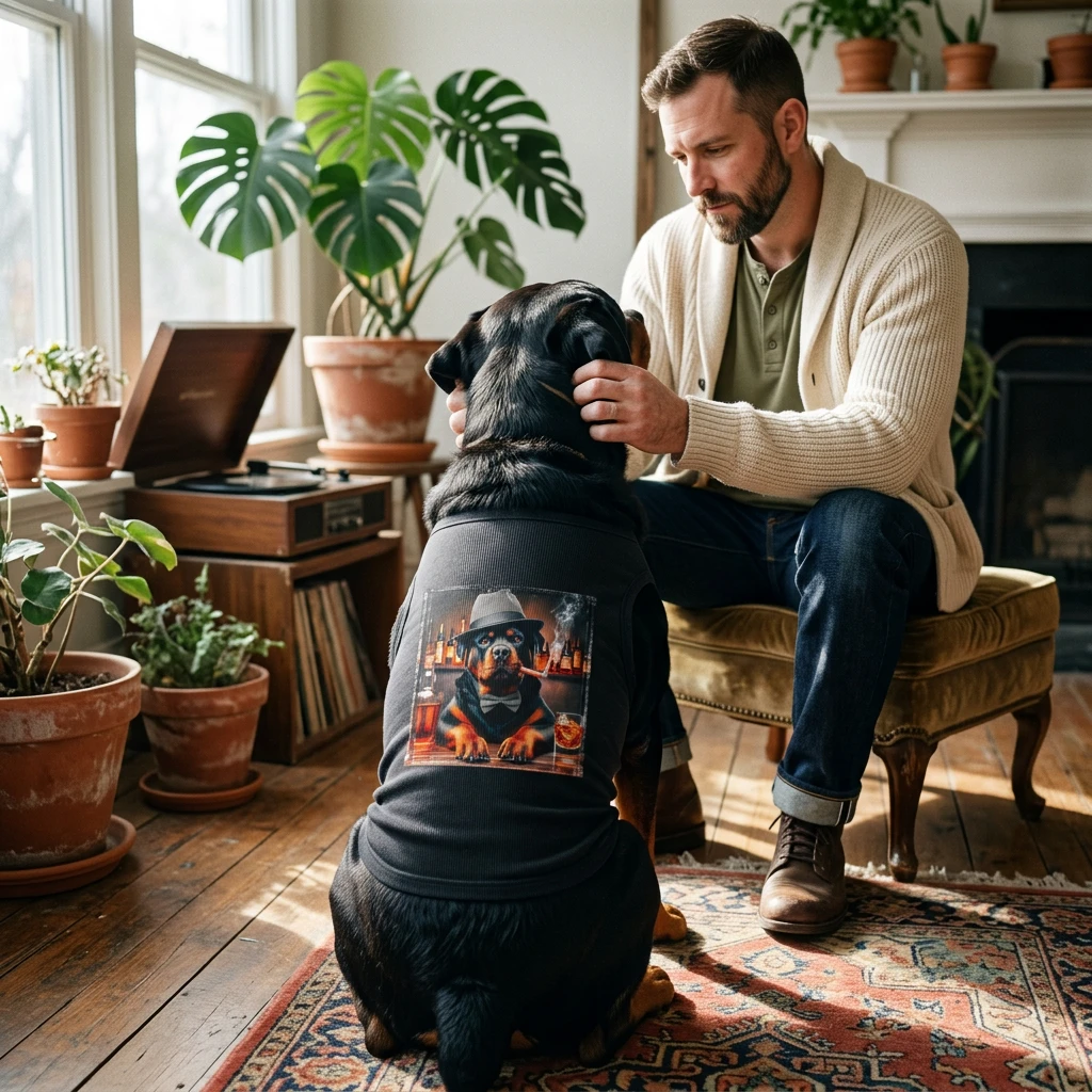 Pet Tank Top Rottie cigar smoking Pets Printify