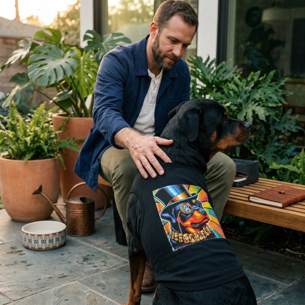 Pet Tank Top Rottie steam punk cutie Pets Printify